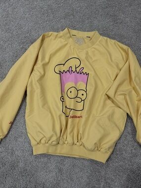 Yellow Cartoon Graphic Pullover with Pink Accent